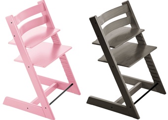 Matstolen Stokke Tripp Trapp nu i rosa och grått
