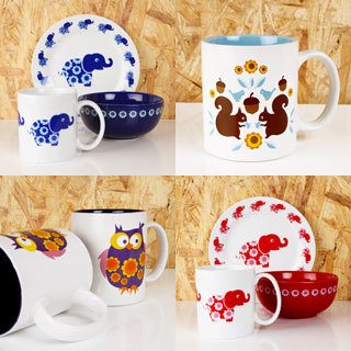 Barnporslin och muggar med söta motiv från Blafre