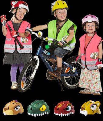 Coola barnhjälmar och cykeltillbehör från Crazy Stuff